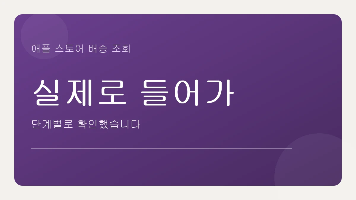 애플 스토어 배송 조회 화면을 직접 열어본 기록