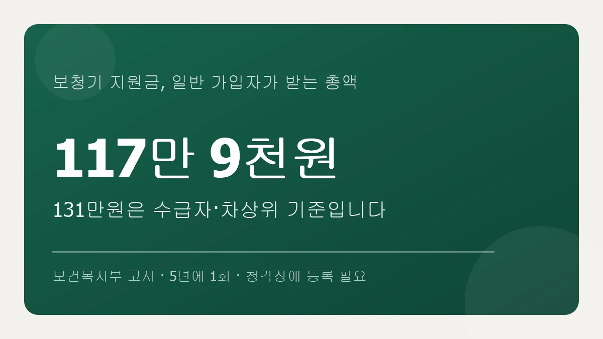 보청기 지원금 일반 가입자 총액은 117만 9천원