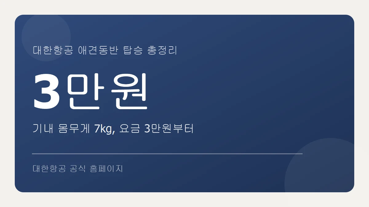 대한항공 애견동반 탑승 기준과 요금