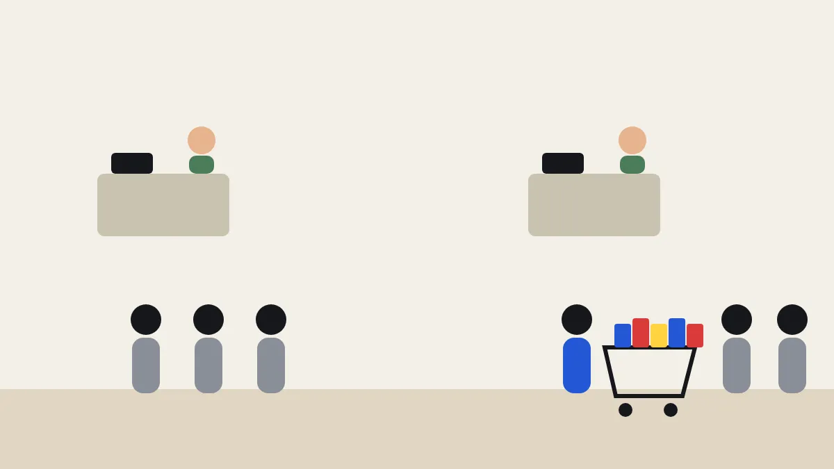 길이가 다른 마트 계산대 두 줄