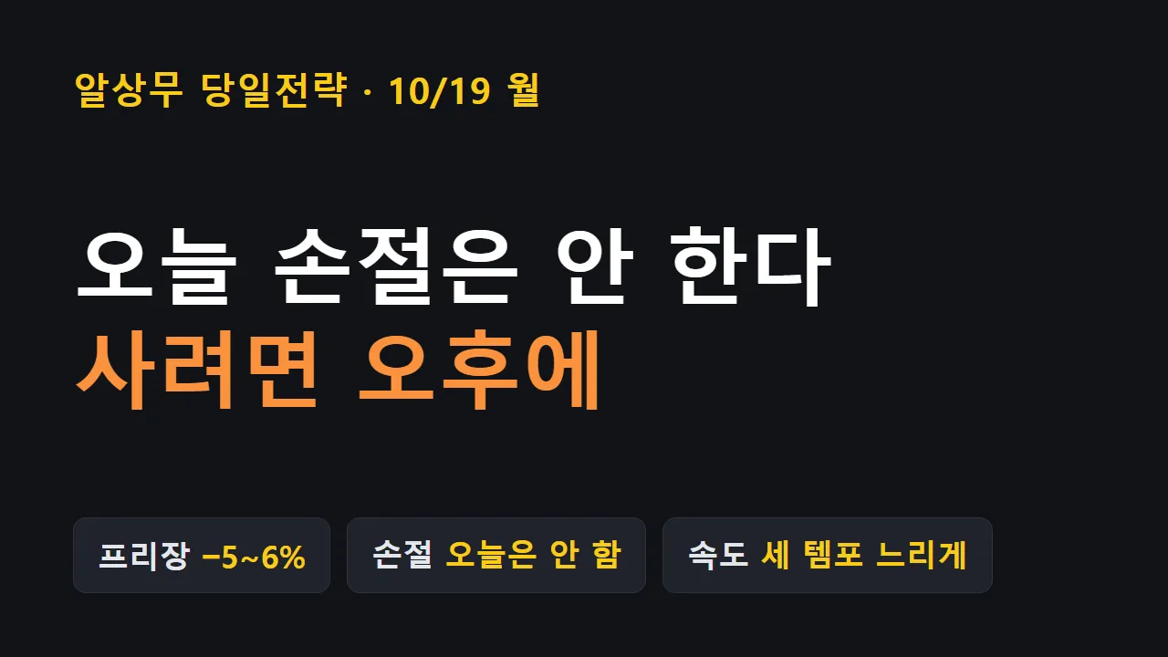 [당일전략] 프리장 5~6% 빠진 월요일, 오늘은 손절하지 않고 오후에 본다